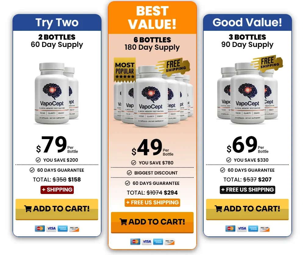 VapoCept package options: Try Two, Best Value, and Good Value